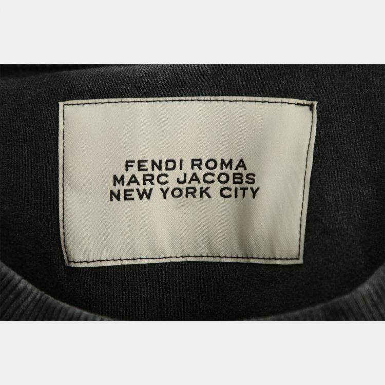 Pre Owned Fendi by Marc Jacobs Grey Cotton, Elastane Sleeveless Distressed Crop Top XS