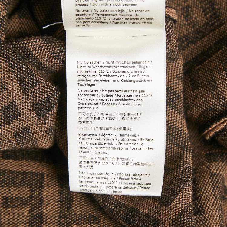 Pre Owned Fendi Brown Zucca Jacquard Knit Sleeveless Bodycon Dress S