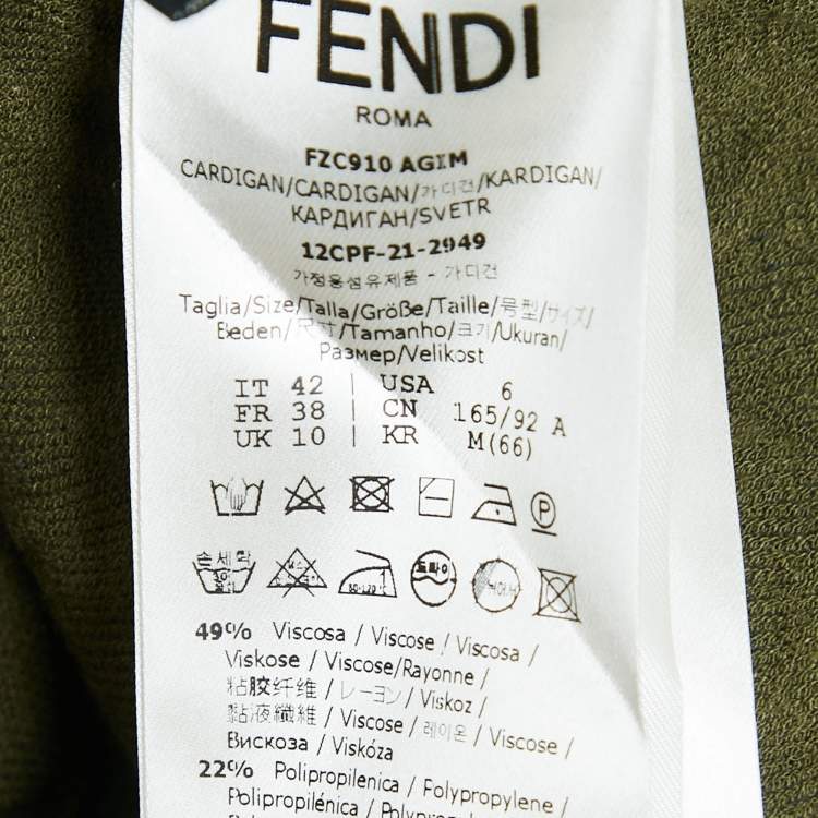 Pre Owned Fendi X Skims Monogram Jacquard Stretch Knit Buttoned Cardigan M