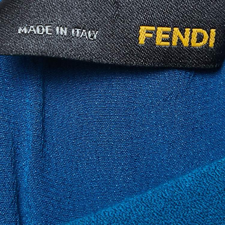 Pre Owned Fendi Blue Crepe Raw Edge Detail Maxi Dress M