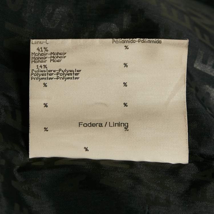 Pre Owned Fendi Black Shearling Velcro Closure Mid-Length Coat M