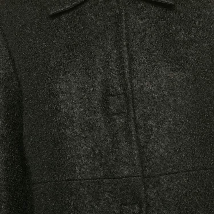 Pre Owned Fendi Black Shearling Velcro Closure Mid-Length Coat M