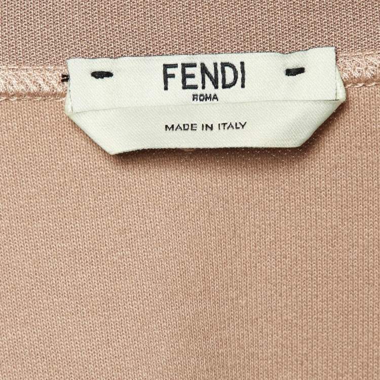 مملوكة مسبقًا Fendi Beige Logo Embossed Jersey Crew Neck Sweatshirt S