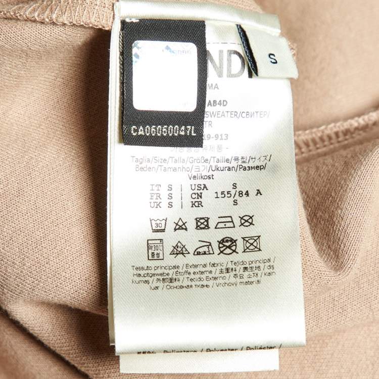 مملوكة مسبقًا Fendi Beige Logo Embossed Jersey Crew Neck Sweatshirt S