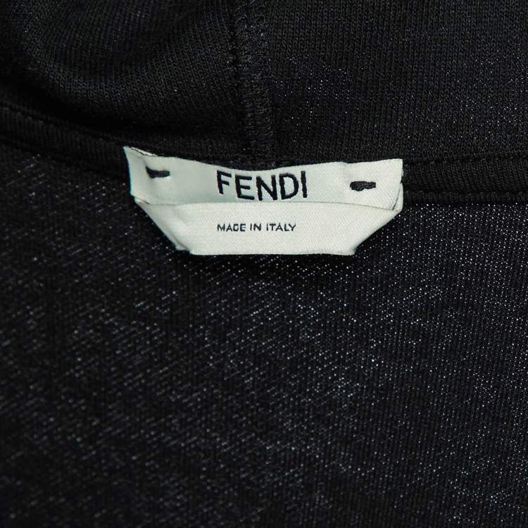 Pre Owned Fendi Black Jersey FF Logo Trim Track Suit XS/S