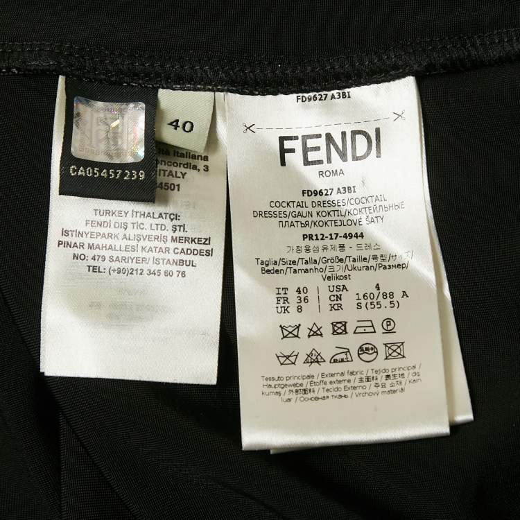 Pre Owned Fendi Brown Zucca Monogram Stretch Mesh Fitted Midi Dress S