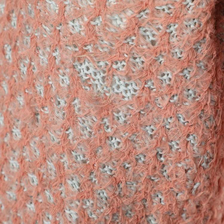 Pre Owned Fendi Peach/Light Blue Cotton Knit Blend Sweater S