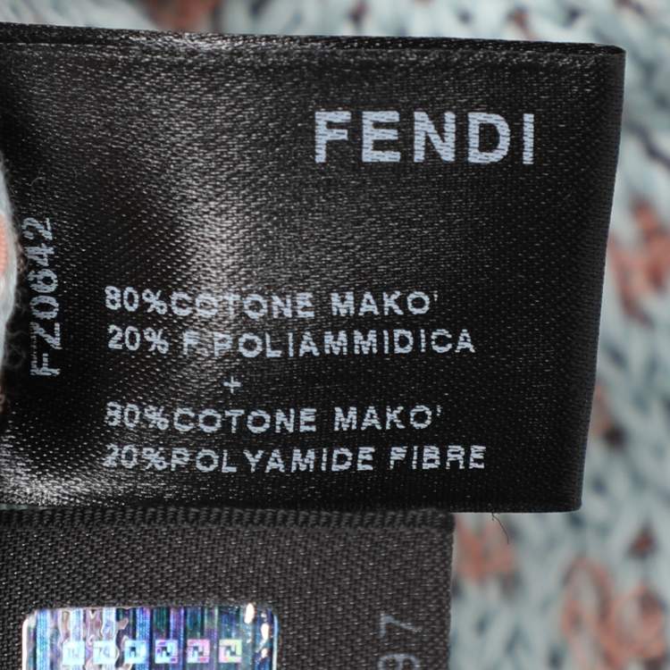 Pre Owned Fendi Peach/Light Blue Cotton Knit Blend Sweater S