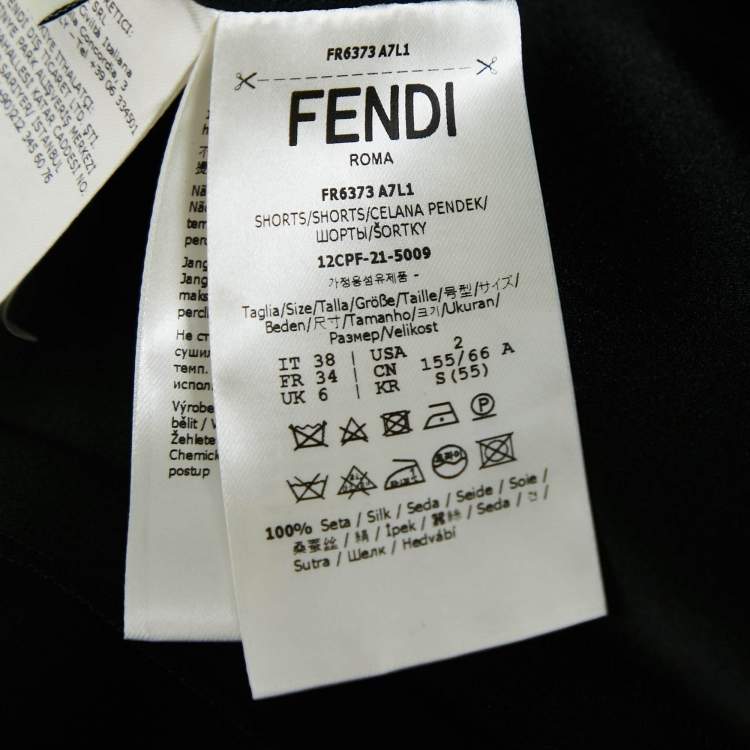 Pre Owned Fendi Black Satin Silk Pleated Shorts S