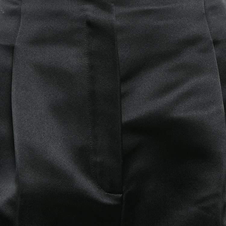 Pre Owned Fendi Black Satin Silk Pleated Shorts S