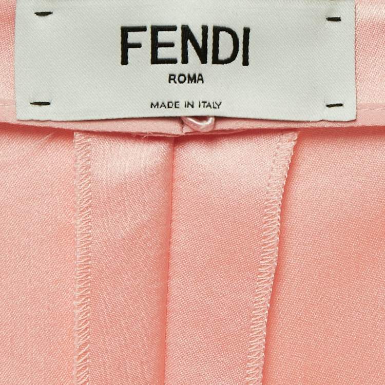 Pre Owned Fendi Pink Satin Silk Pleated Shorts S