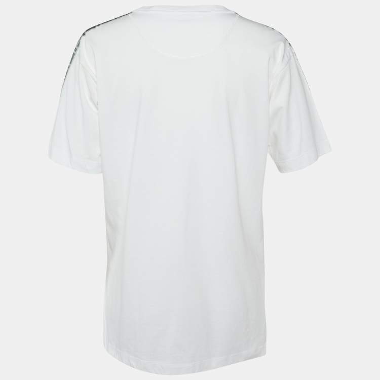 Pre Owned Fendi White Embossed Logo Print Cotton Crew Neck T-Shirt S