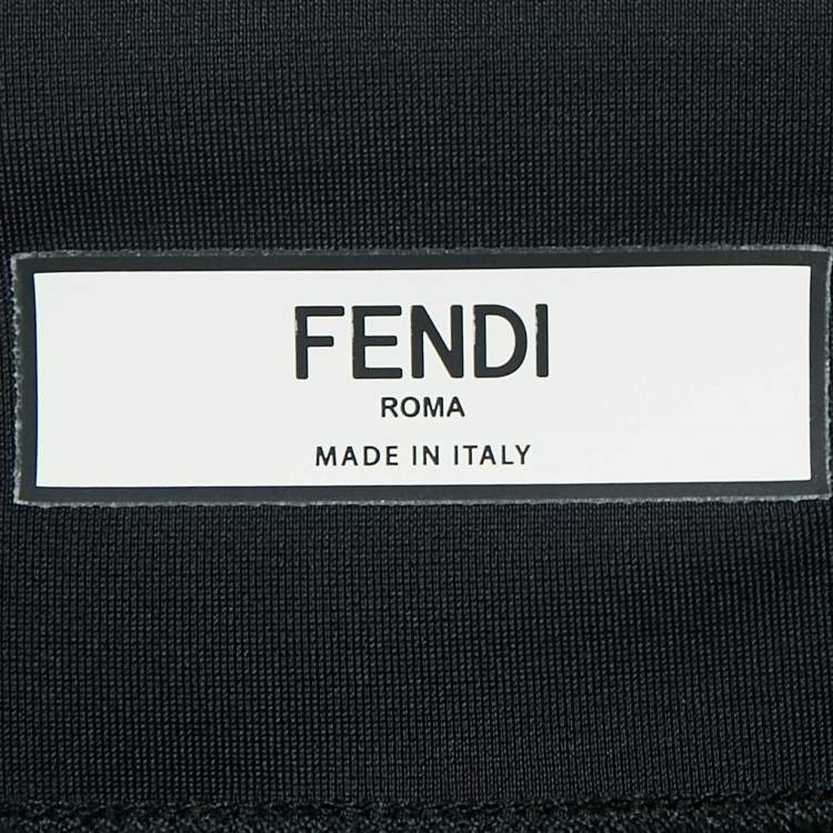 Pre Owned Fendi Black Padded Print Jersey High-Rise Shorts S