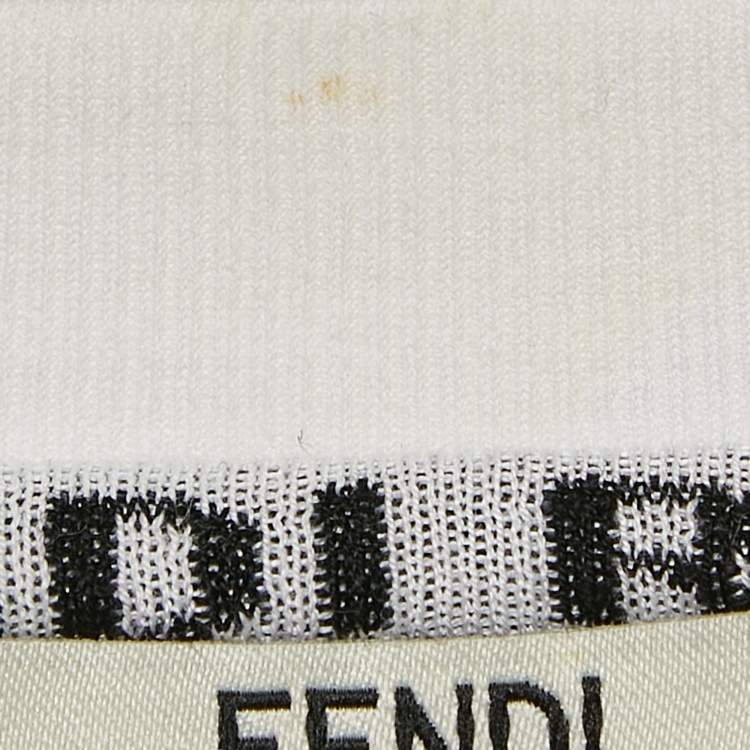 Pre Owned Fendi White Embellished Logo Cotton Oversized T-Shirt L
