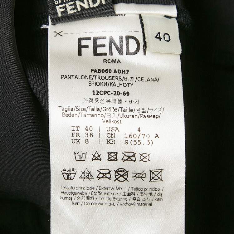 Pre Owned Fendi Black FF Zucca Print Jersey Leggings S