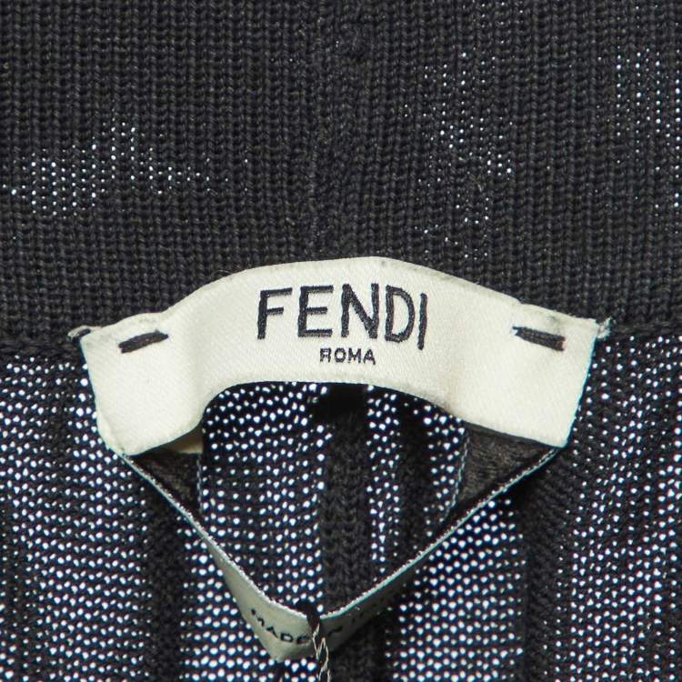 Pre Owned Fendi Black Cotton Knit Jogger Pants S 