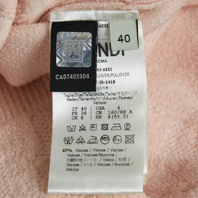 Pre Owned Fendi Pink Monogram Pattern Knit Turtleneck Pullover S