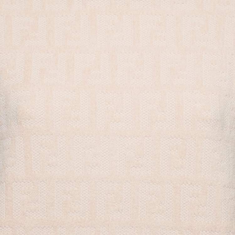 Pre Owned Fendi Pink Monogram Pattern Knit Turtleneck Pullover S