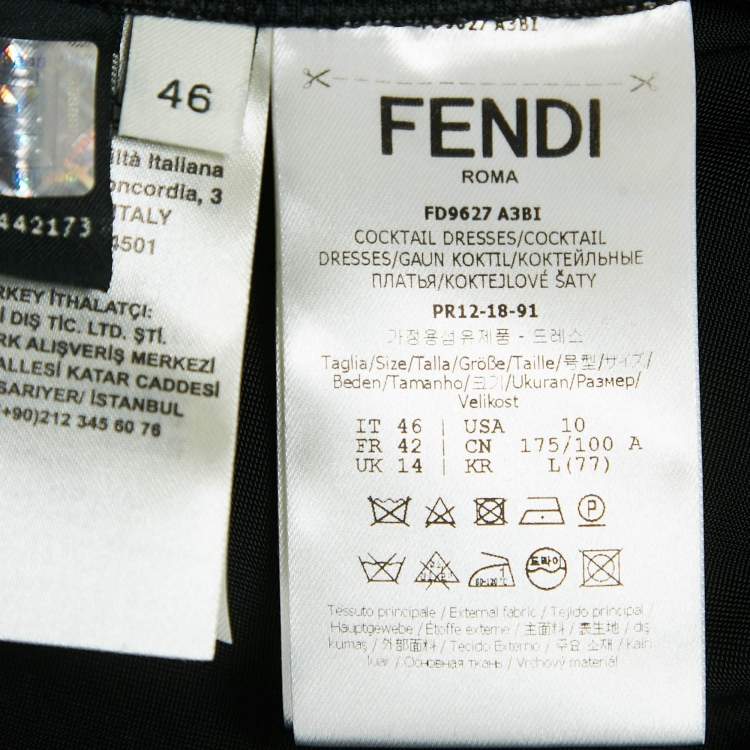 Pre Owned Fendi Brown Zucca Print Jersey Round Neck Midi Dress L