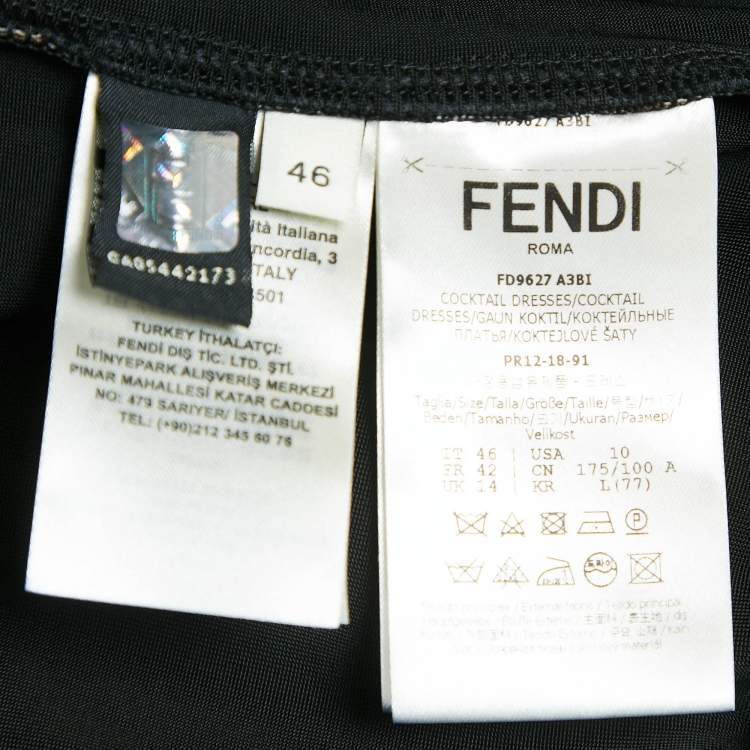 Pre Owned Fendi Brown Zucca Print Jersey Round Neck Midi Dress L
