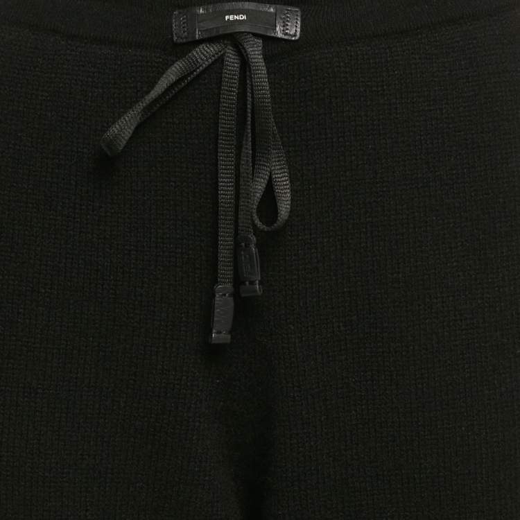 Pre Owned Fendi Black Cashmere Knit Pants L