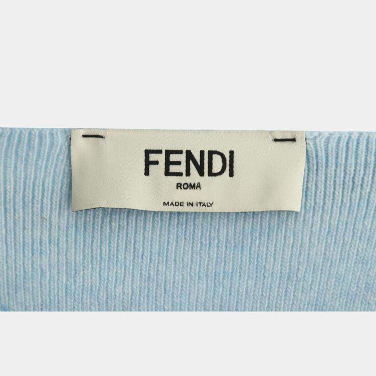 Pre Owned Fendi Blue Wool, Cashmere Knitted Cardigan IT Women 36