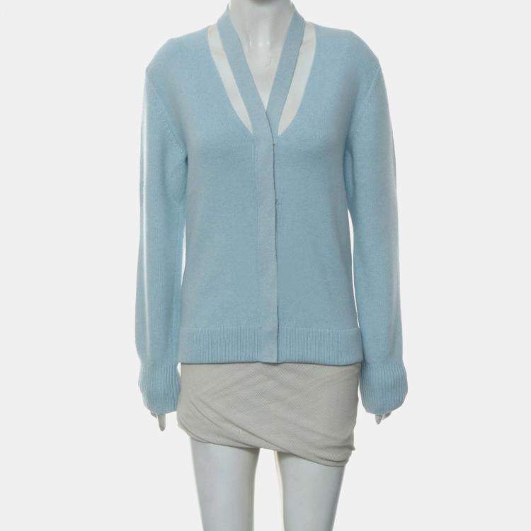 Pre Owned Fendi Blue Wool, Cashmere Knitted Cardigan IT Women 36