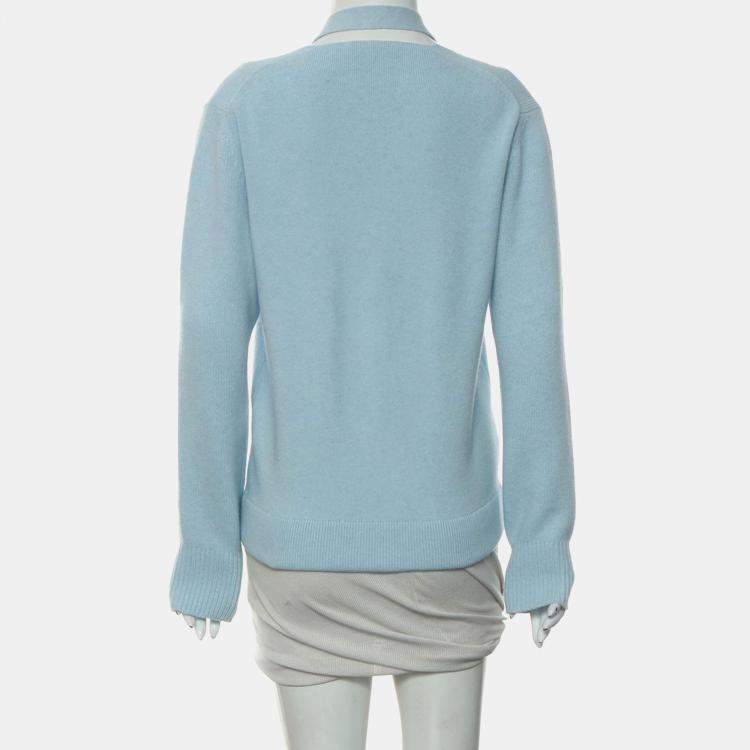 Pre Owned Fendi Blue Wool, Cashmere Knitted Cardigan IT Women 36