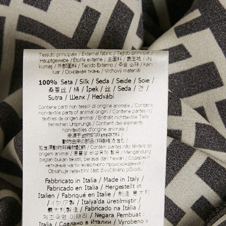 Pre Owned Fendi Black/White Zucca Logo Print Silk Pants M