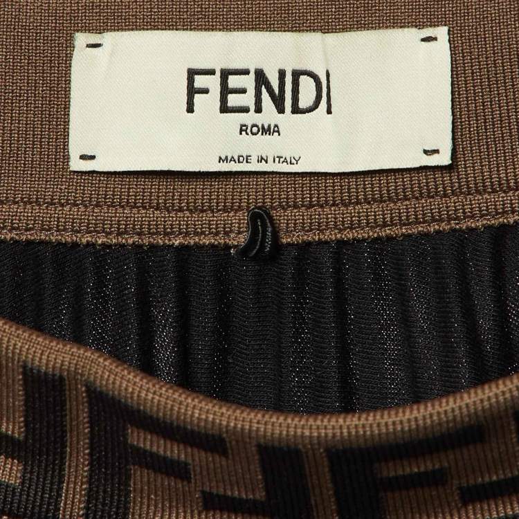 Pre Owned Fendi Black Jersey Logo Waist Band Pleated Midi Skirt S