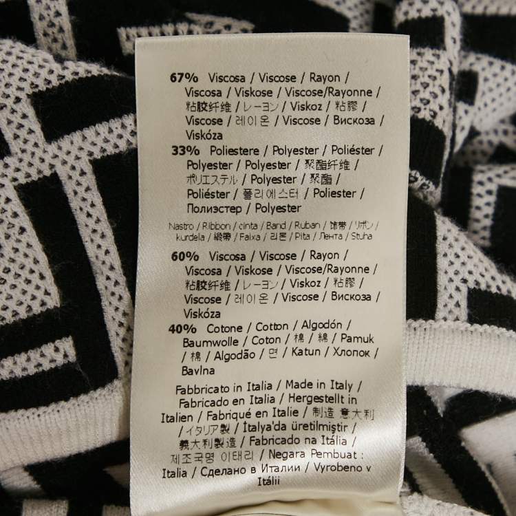 Pre Owned Fendi White/Black FF Logo Jacquard Knit Pullover S