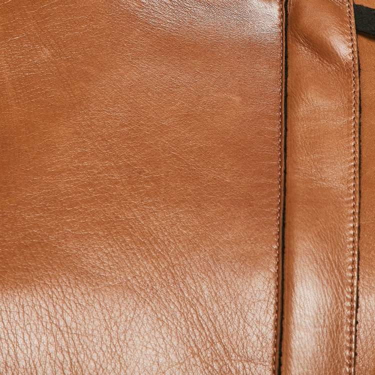 Pre Owned  Fendi Brown Leather Zip-Up Jacket M
