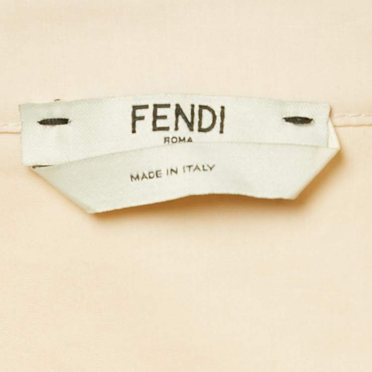 Pre Owned Fendi Beige Cotton Pocket Detail Button Front Shirt XS