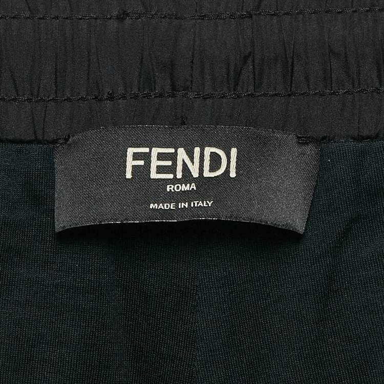 Pre Owned Fendi Black Nylon Monogram Motif Track Pants M