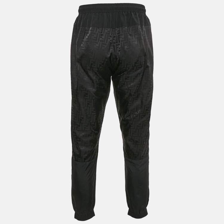 Pre Owned Fendi Black Nylon Monogram Motif Track Pants M