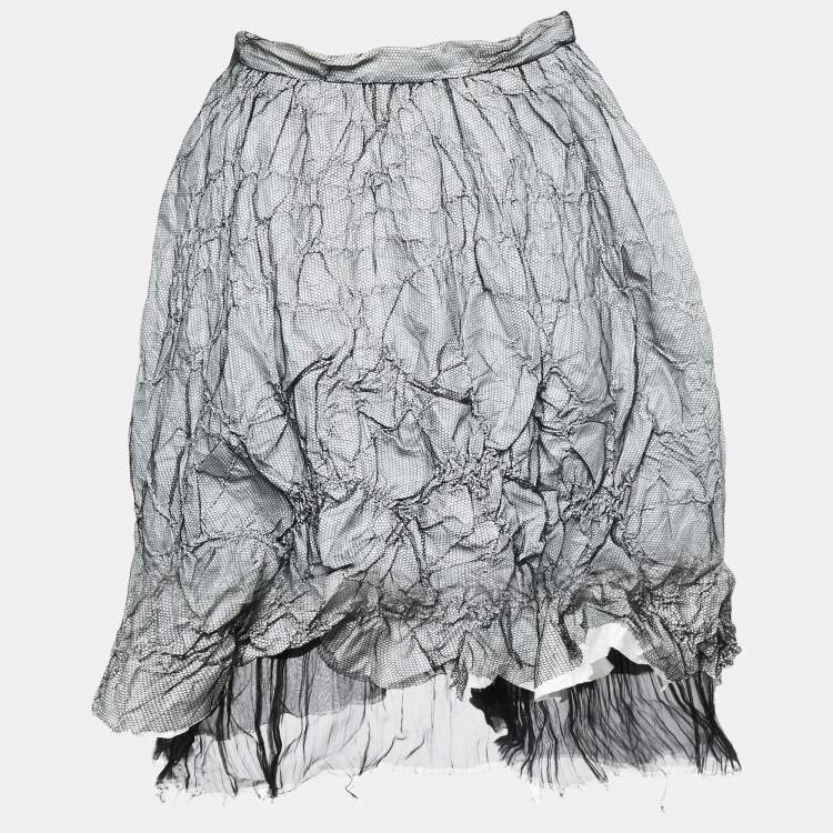 Pre Owned Fendi Black/White Mesh Textured Short Skirt S