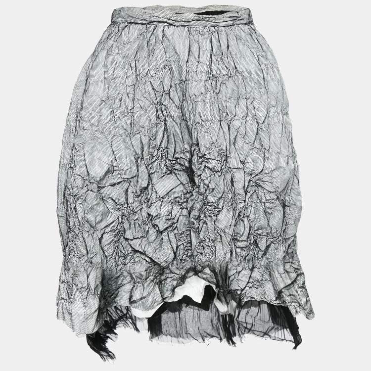 Pre Owned Fendi Black/White Mesh Textured Short Skirt S