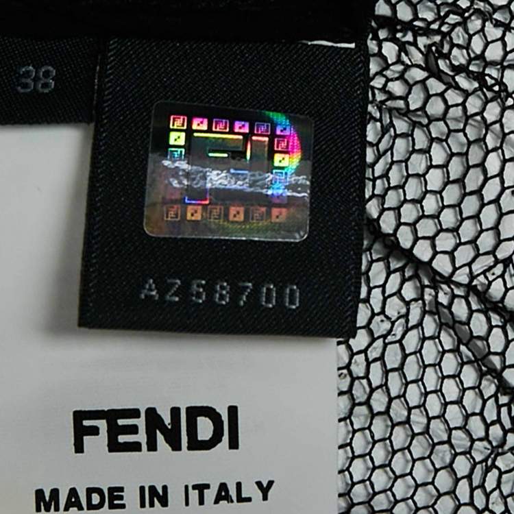Pre Owned Fendi Black/White Mesh Textured Short Skirt S
