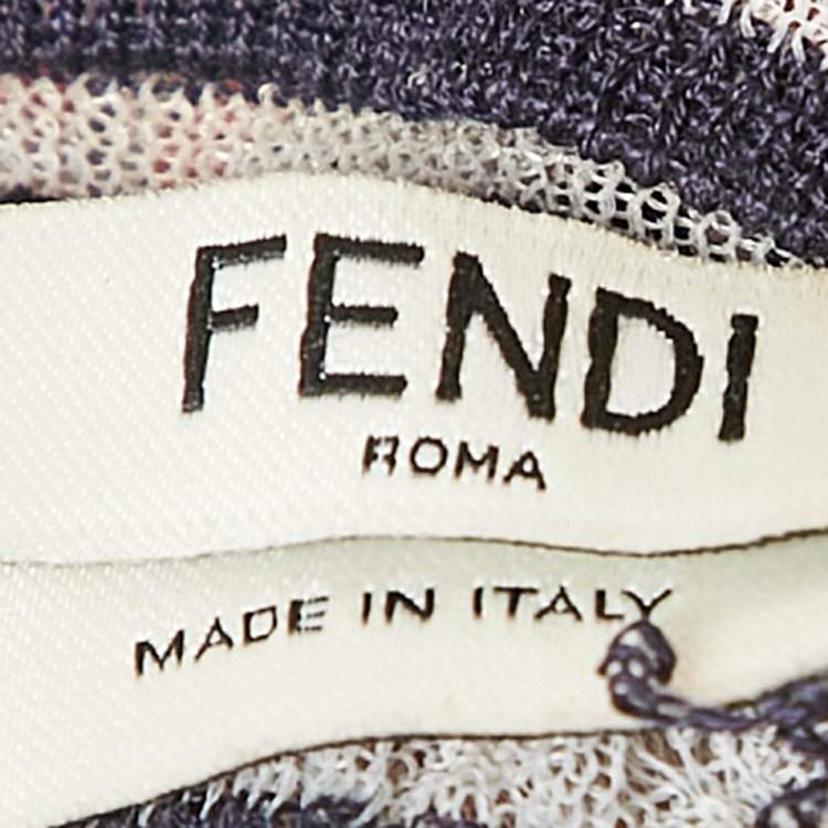 Pre Owned Fendi Multicolor Patterned Jersey Turtle Neck Pullover S