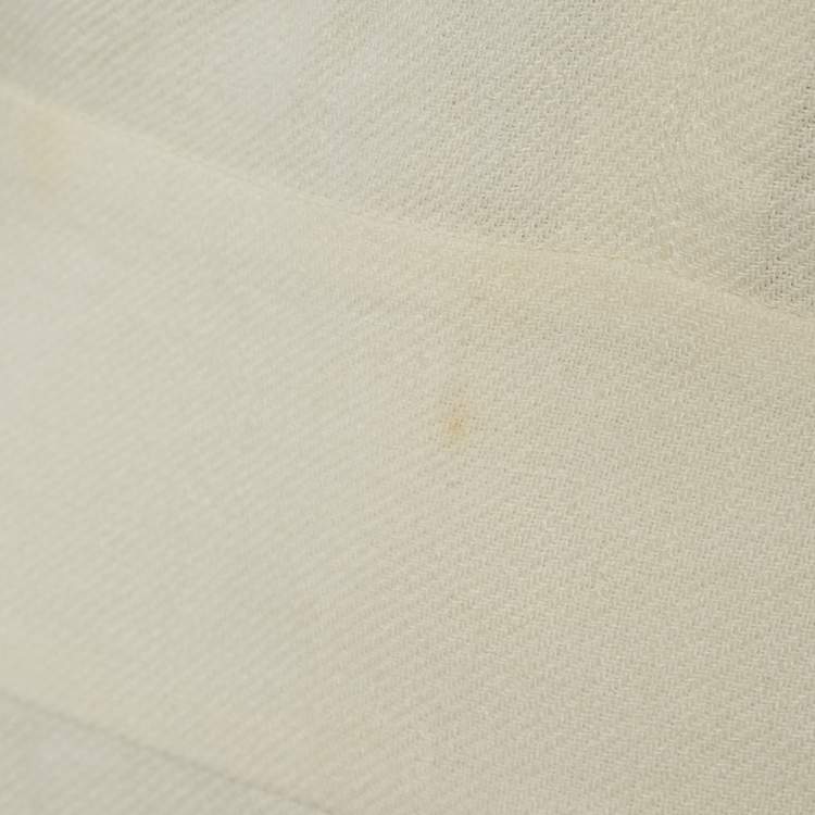 Pre Owned Fendi White Multicolor Distressed Linen Cut-Out Detail Short Dress M