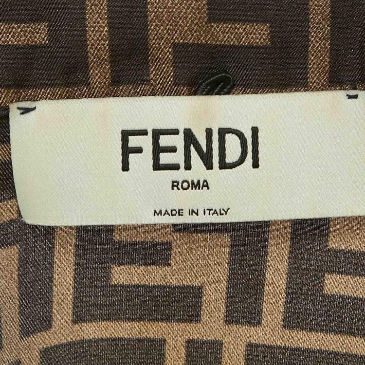 Pre Owned Fendi Brown Zucca Print Silk Pajama Top & Shorts M