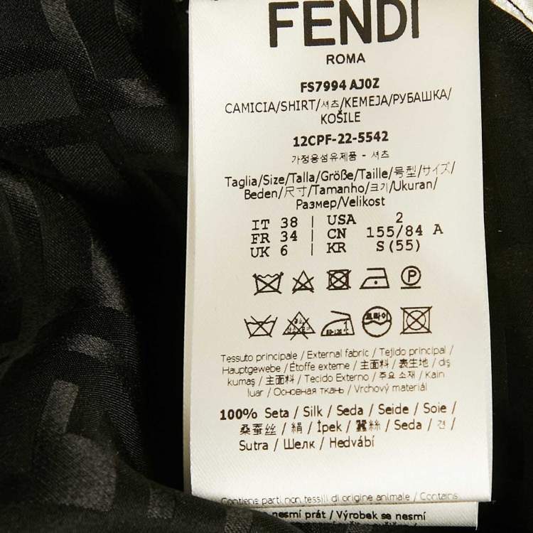 Pre Owned Fendi Black Zucca Jacquard Silk Pajama Top & Pants Set S