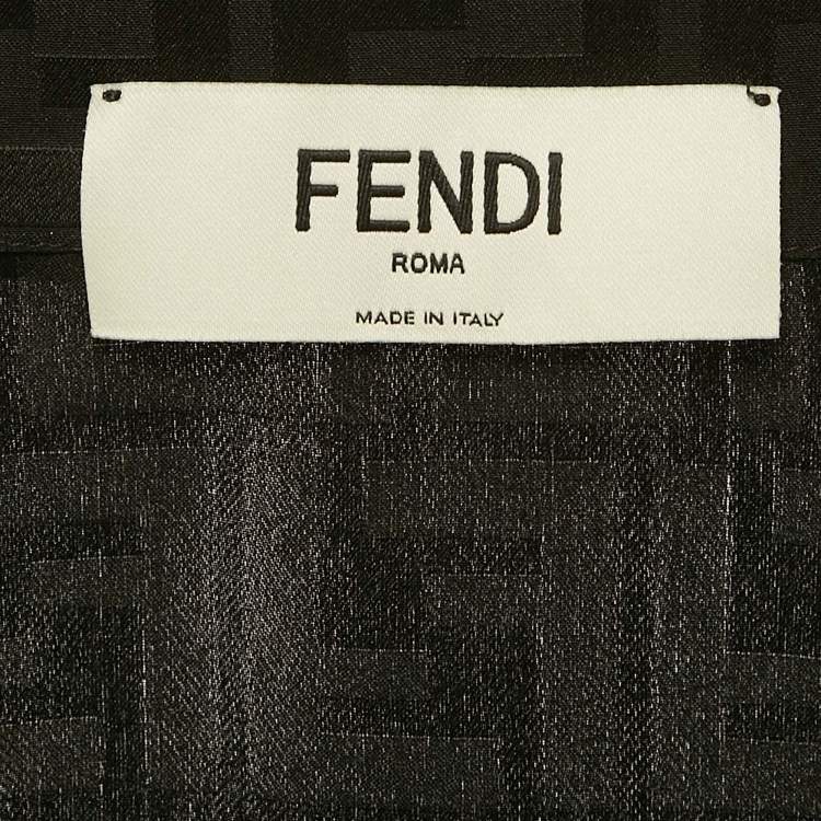 Pre Owned Fendi Black Zucca Jacquard Silk Pajama Top & Pants Set S