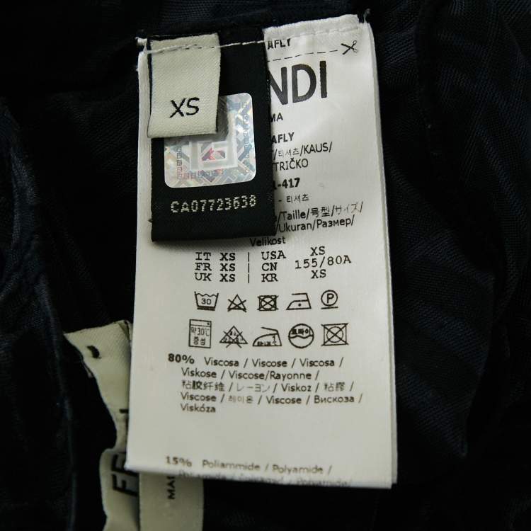 Pre Owned Fendi Black FF Stretch Tulle Sheer Bodysuit XS