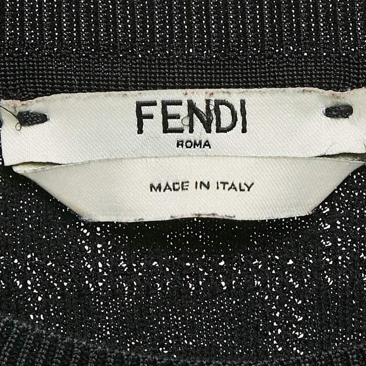 Pre Owned Fendi Black Zucca Monogram Jersey Pullover Top XS