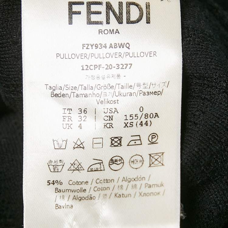 Pre Owned Fendi Black Zucca Monogram Jersey Pullover Top XS