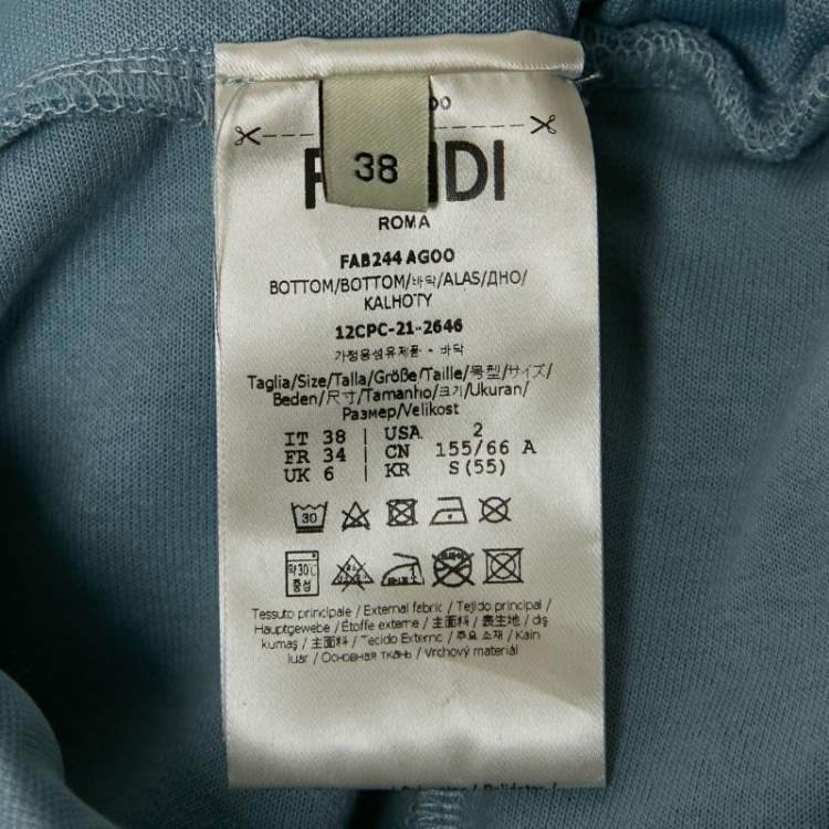 مملوكة مسبقًا Fendi Light Blue Logo Side Stripe Jersey Wide Leg Track Pants S