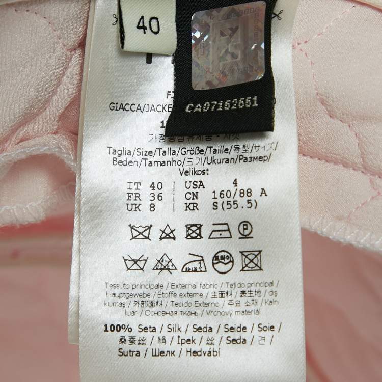 Pre Owned Fendi Pink Silk Double Breasted Button Front Quilted Coat S