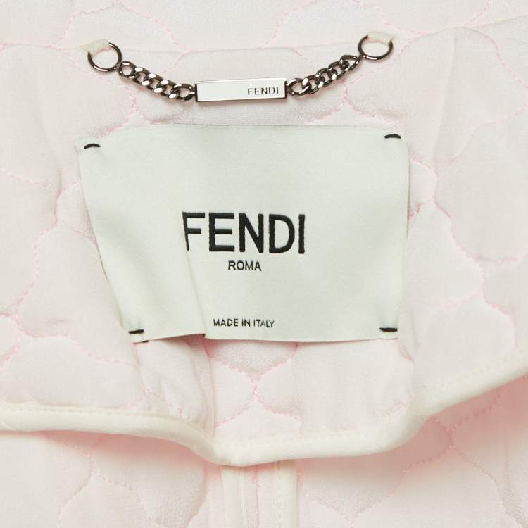 Pre Owned Fendi Pink Silk Double Breasted Button Front Quilted Coat S