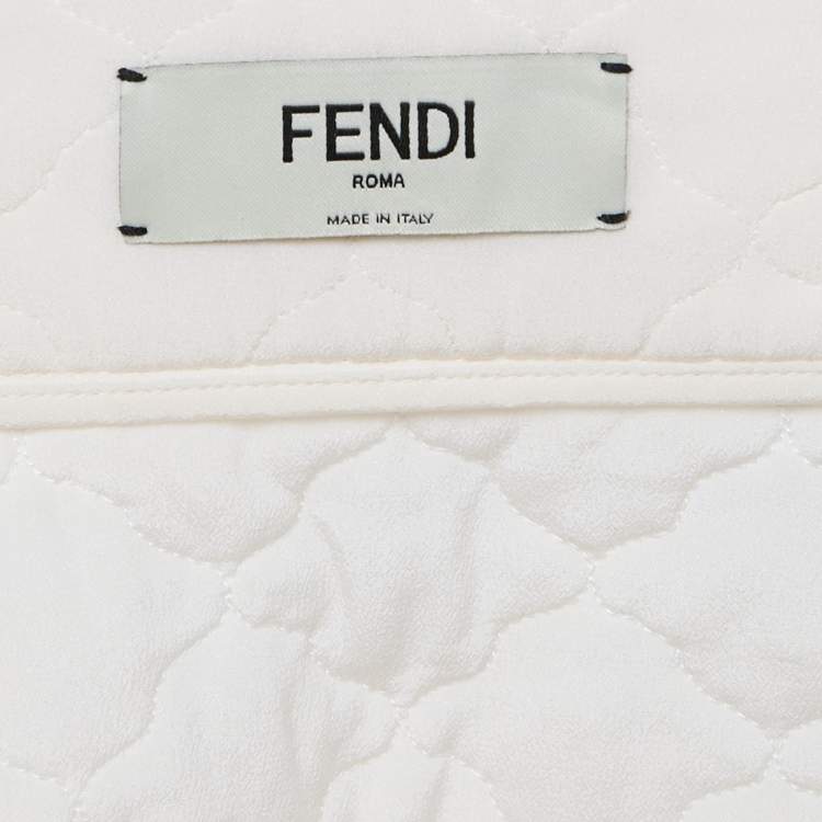 Pre Owned Fendi Off-White Quilted Silk Mini Skirt S
